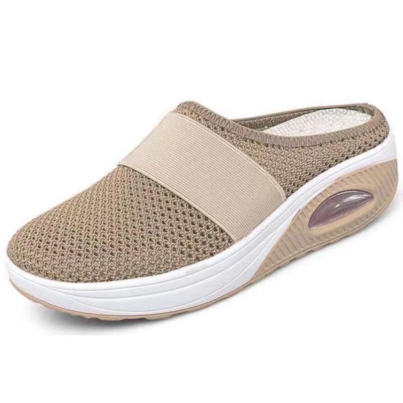 Womens Breathable Walking Slippers Lightweight Air Cushion Slip on Summer Sandals Women Flats Mesh Shoes Female Slides