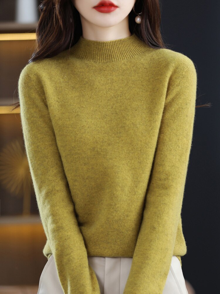 Winter 2023 Top Women Line Ready-to-wear Half Turtleneck Free Shipping South Korean Fashion Pullover Winter Lady