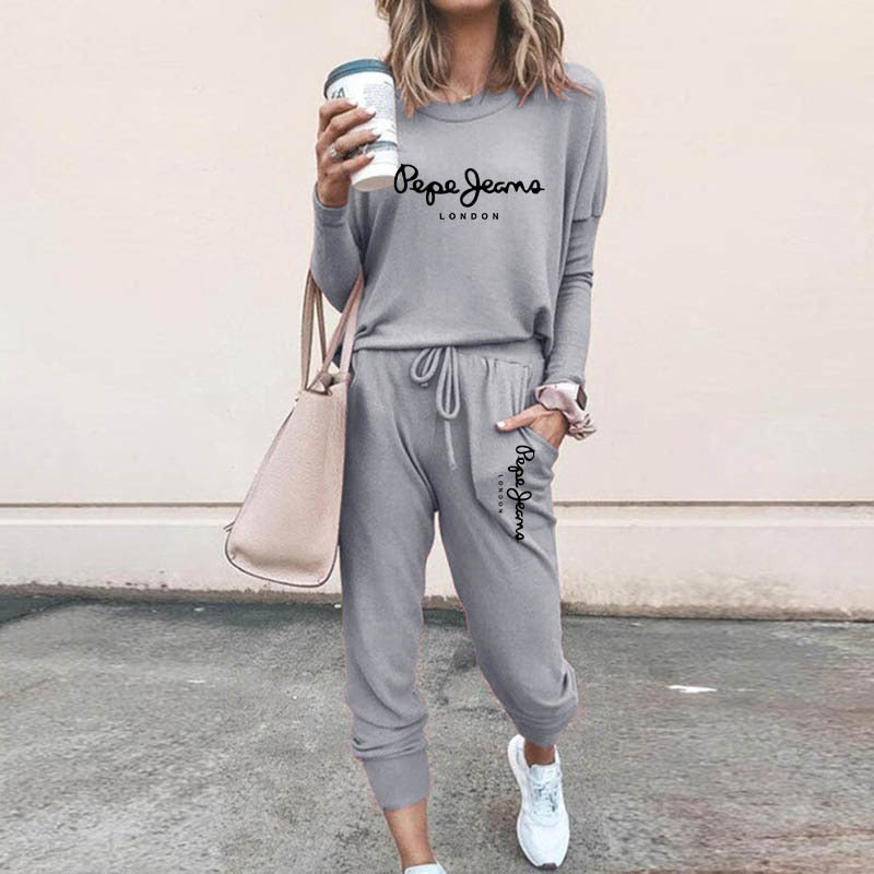 High Quality Women&#39;s Tracksuit Casual Daily Sports Home Wear Woman Shrink Sleeves Sweatshirt +Sweatpants Two-piece Suit(7colors)