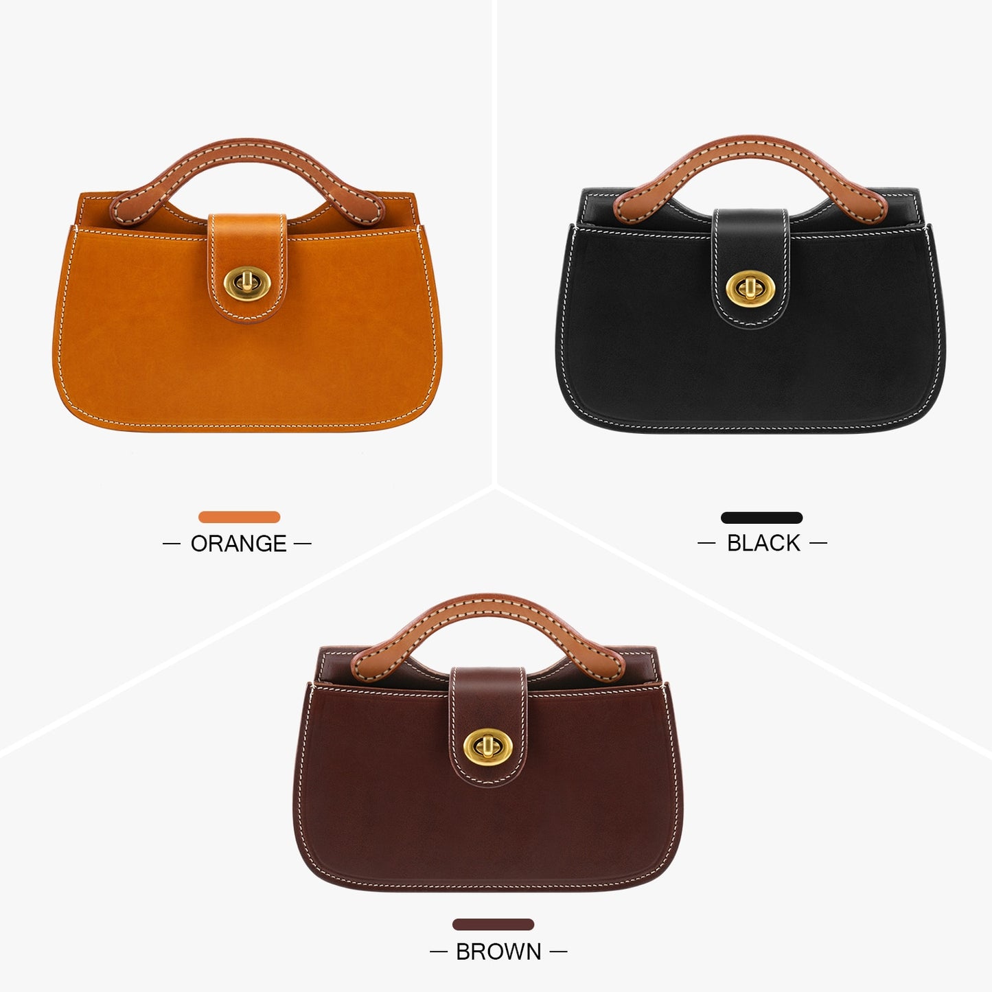 ANGENGRUI Handmade Women&#39;s Bag Retro Vegetable Tanned Leather Three-dimensional Saddle Bag Shoulder Messenger Small Bag