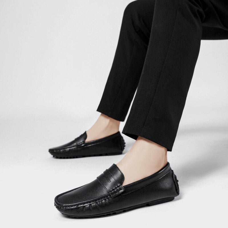 Fashion Men Shoes Casual Luxury Large Size 47 48 Business Flats Mens Loafers Leather Moccasins Male Slip on Driving Shoes