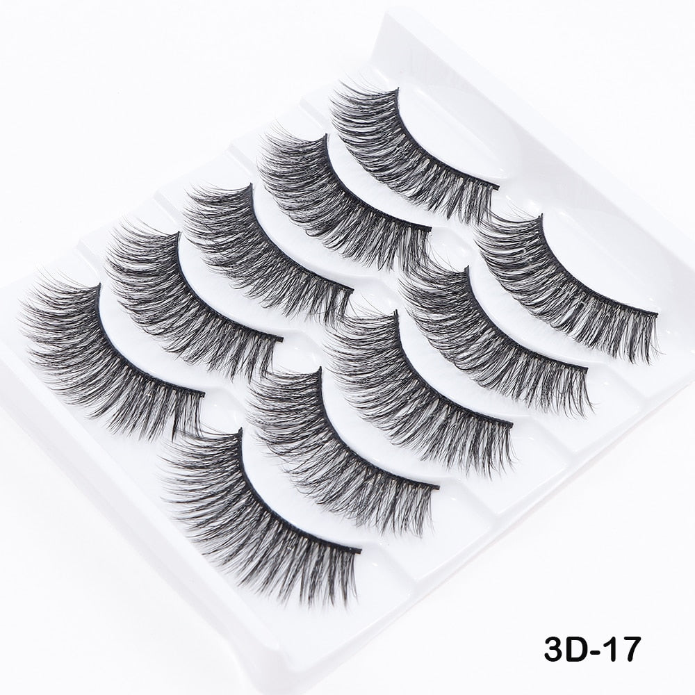 5Pairs Thick Faux 3D Mink Lashes Natural Long False Eyelashes Dramatic Fake Lashes Makeup Handmade Eyelash Extension maquiagem