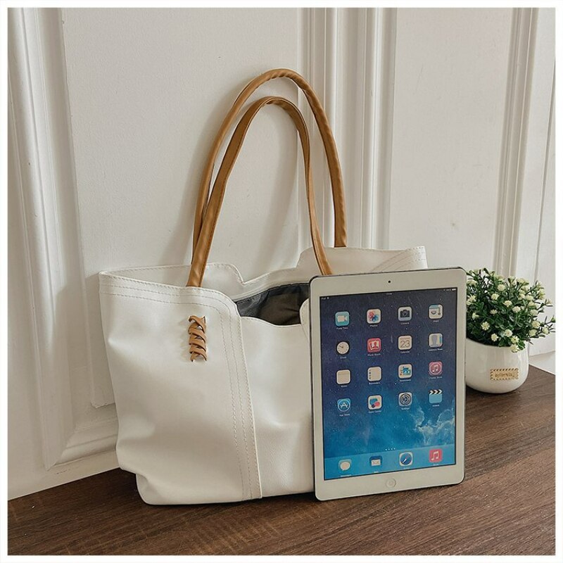 TRAVEASY 2023 New Bags Women&#39;s High-capacity PU Korean Fashion Simple Commuter Tote Bag Handbag Ladies Hand Bags Casual Tote Bag