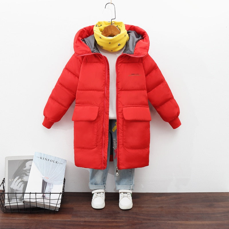 2-12Y Kids Down Long Outerwear Winter Clothes Teen Boys Girls Cotton-Padded Parka Coats Big Children Thicken Warm Cotton Jackets