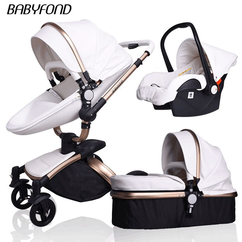 EU Stock Babyfond Luxury Baby Stroller 3 in 1 Travel System With Bassinet And Car Seat 360° Rotation Newborn Egg Pram