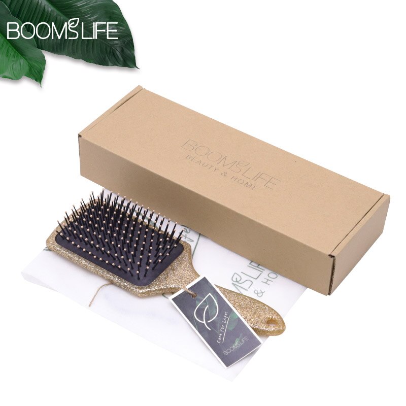 Luxury Gold Paddle Hair Brush Women Anti Static Hair Comb Curly Detangle HairBrush Hairdressing Massage Comb Beauty Styling Tool