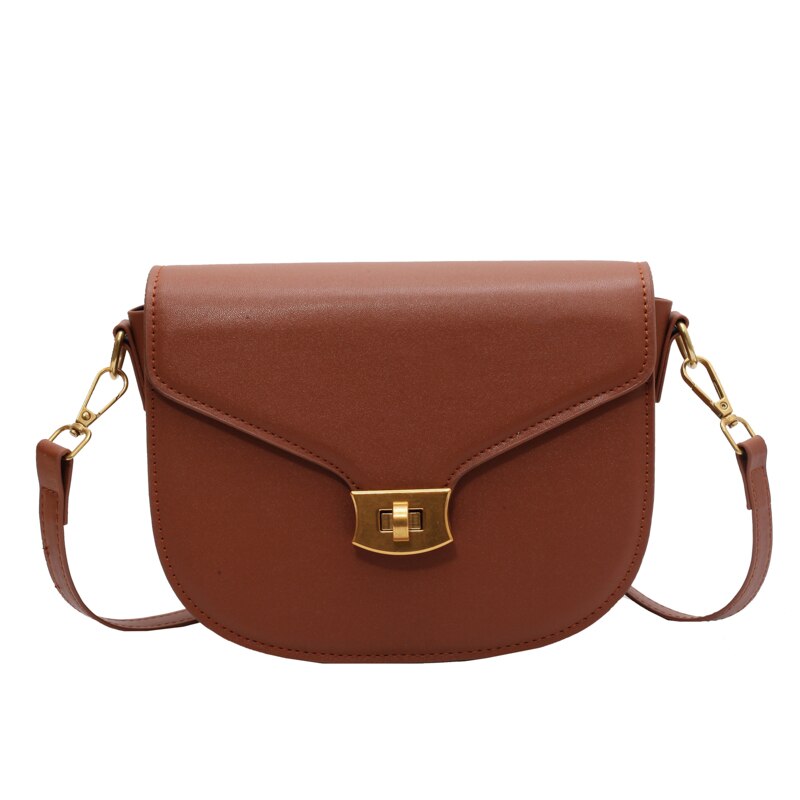 Simple Casual Small Flap Women&#39;s Top Handle Bag Quality Solid Color Pu Leather Shoulder Bag Elegant Metal Lock All Match Handbag