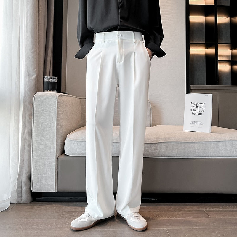 White Gray Black Suit Pants Men Slim Fashion Social Mens Dress Pants Korean Straight Pants Mens Office Formal Trousers M-5XL