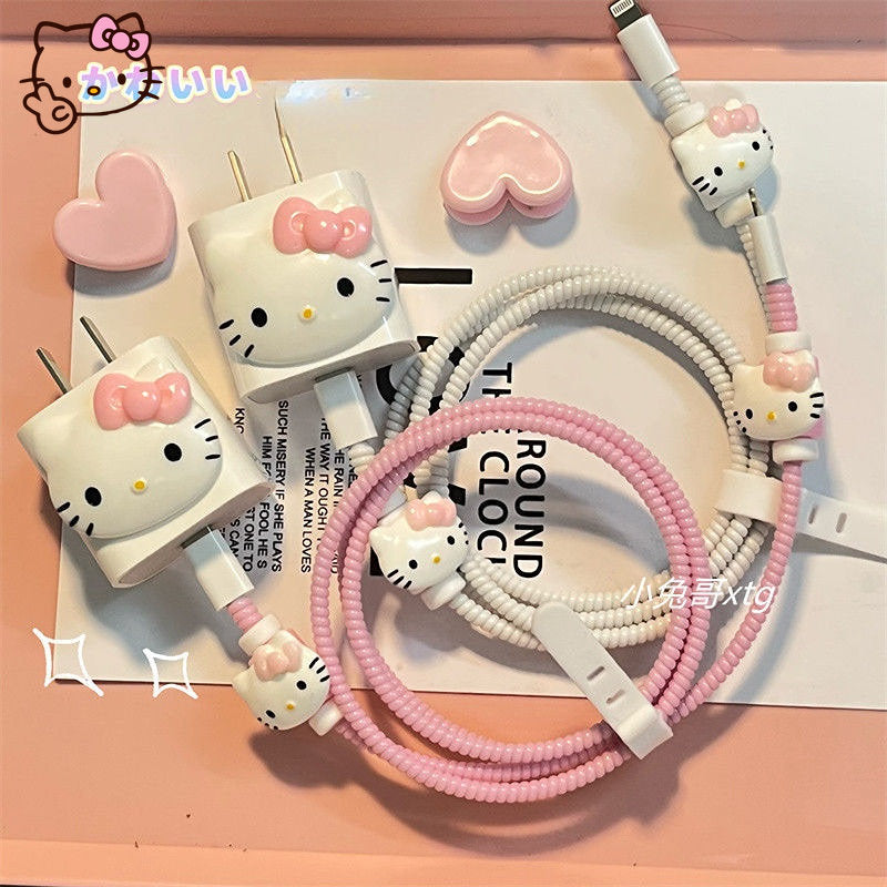 Hello Kitty Kawaii Data Cable Protection Rope Girl Charger Protective Case Headphone Winding Protection Rope Girl Gifts