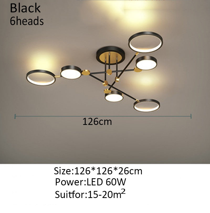 Nordic Light Luxury LED Smart Chandelier Creative Villa Living Room Interior Decoration Ceiling Lamp Bedroom Dining Room Lamps