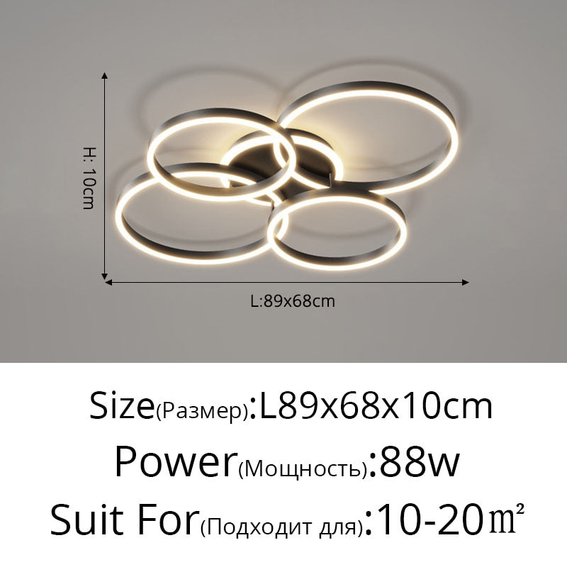 New Modern LED Chandelier Lighting For Living Study Bedroom Lamps Indoor Lighting Round Rings Foyer Lustre Chandeliers Luminaire