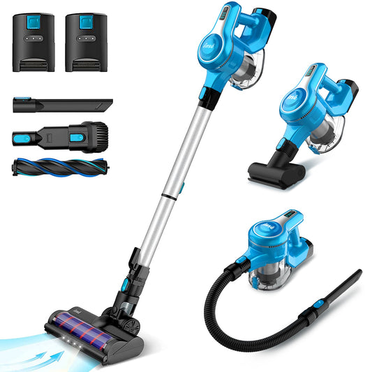 INSE Cordless Vacuum Cleaner 2 Batteries 250W Brushless Motor Multifunctional Stick Vacuum Cleaner Up to 80Min Runtime