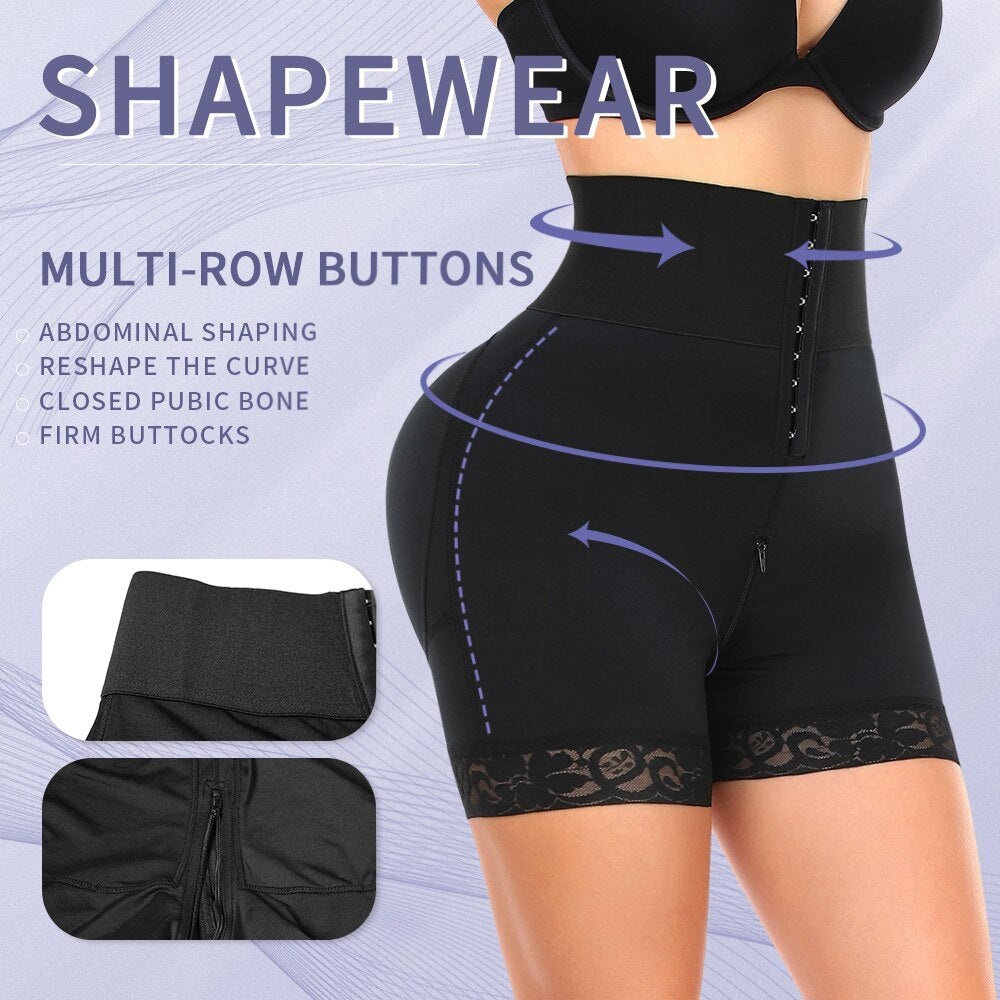 Women High Waist Trainer Shaping Shorts Buckle Postpartum Body Shaper  Hip Enhancer Shapewear Butt Lifter Tummy Control Panties