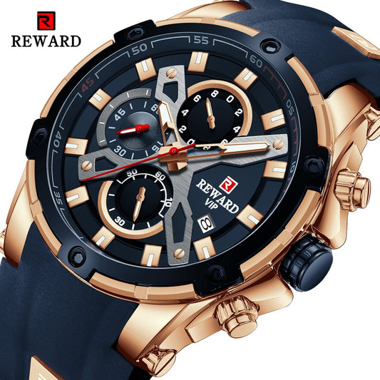 2022 New REWARD Mens Watches Blue Waterproof Top Luxury Brand Chronograph Sport Watch Quartz For Men Wristwatch Military Male