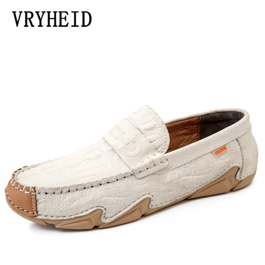 VRYHEID Genuine Leather Men's Driver Driving Style Loafers Relaxed-Fit Slip-On Loafer Superior Luxury Moccasins Casual Shoes