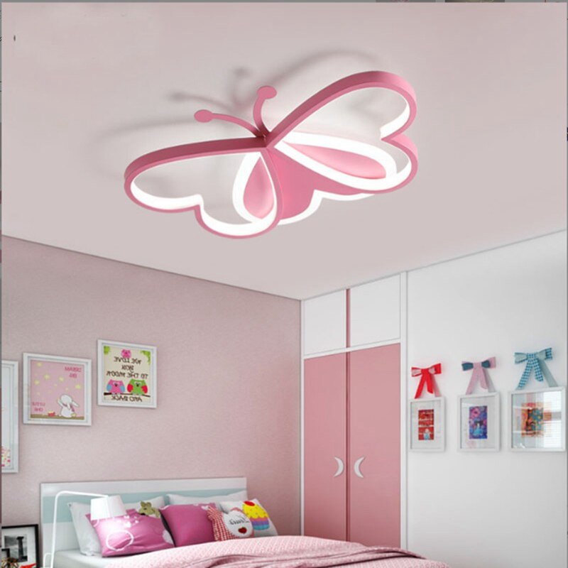 Creative Children&#39;s Bedroom Ceiling Lamp Beautiful Butterfly Daughter Room Smart Chandelier LED Interior Decoration Lamps