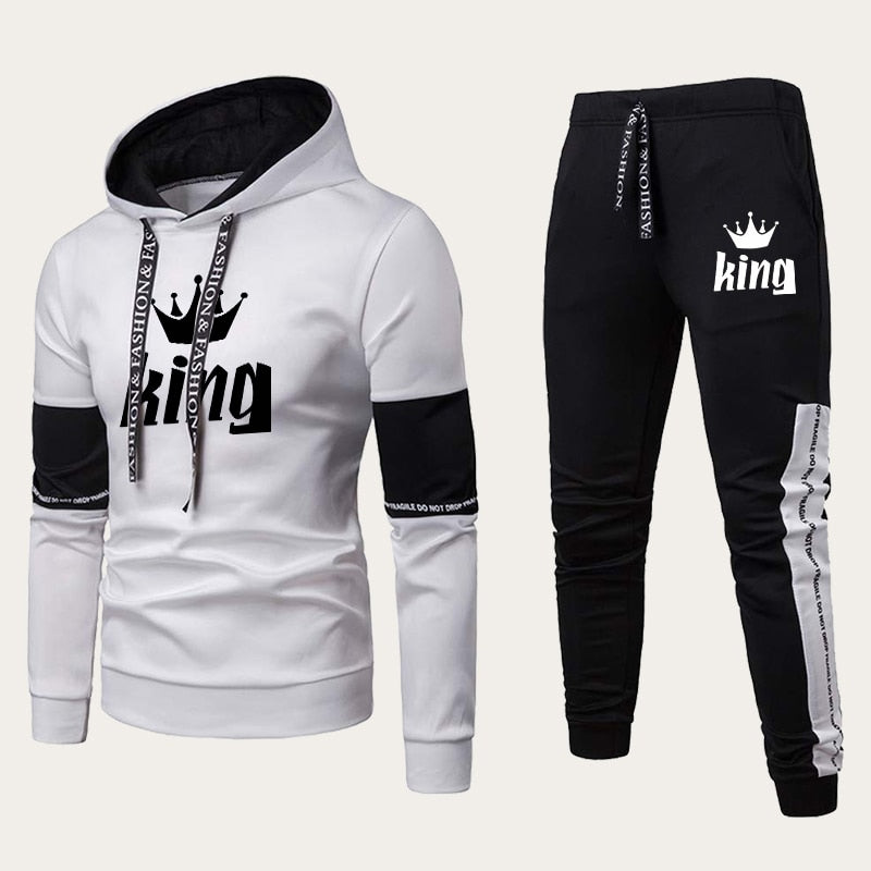 2023 Couples Hooded Tracksuit King or Queen Print Lovers Hoodies Sets Sweatshirt +Jogging Sweapants 2PCS Suits Matching Clothing