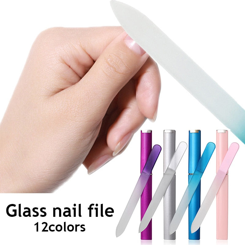 Premium Glass Nail File With Case, Crystal Nail File, Professional Salon Manicure Tool For Natural Nails Available On Both Sides