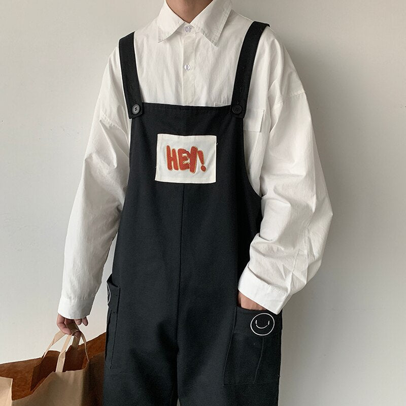 Japanese overalls overalls men&#39;s Korean version fashion suspenders jumpsuits high street ins loose casual wide-leg pants