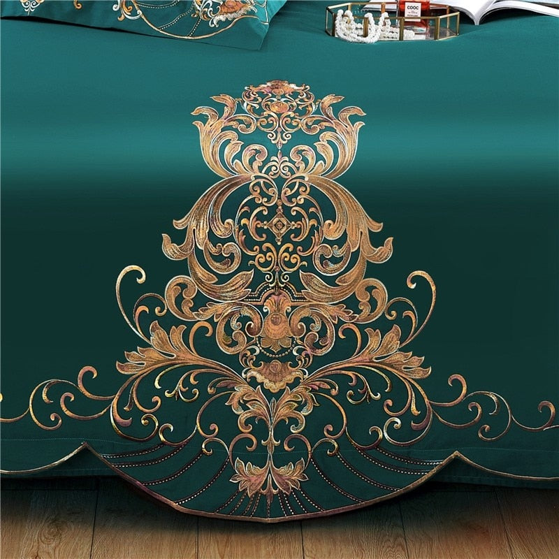 Bedding Set - Double Queen King 4Pcs Embroidery Chic Boho Comforter Cover set Premium Cotton Soft Bedding Set Duvet cover Bed Sheet Pillowcase