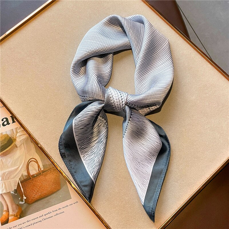 Design Silk Feeling Square Scarf Women Luxury 70cm Shawl Wraps Female Hair Hand  Wrist Foulard Headkerchief Hijab Bandana New