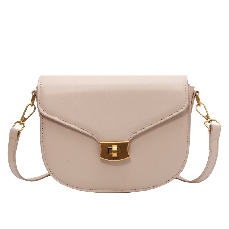 Simple Casual Small Flap Women&#39;s Top Handle Bag Quality Solid Color Pu Leather Shoulder Bag Elegant Metal Lock All Match Handbag