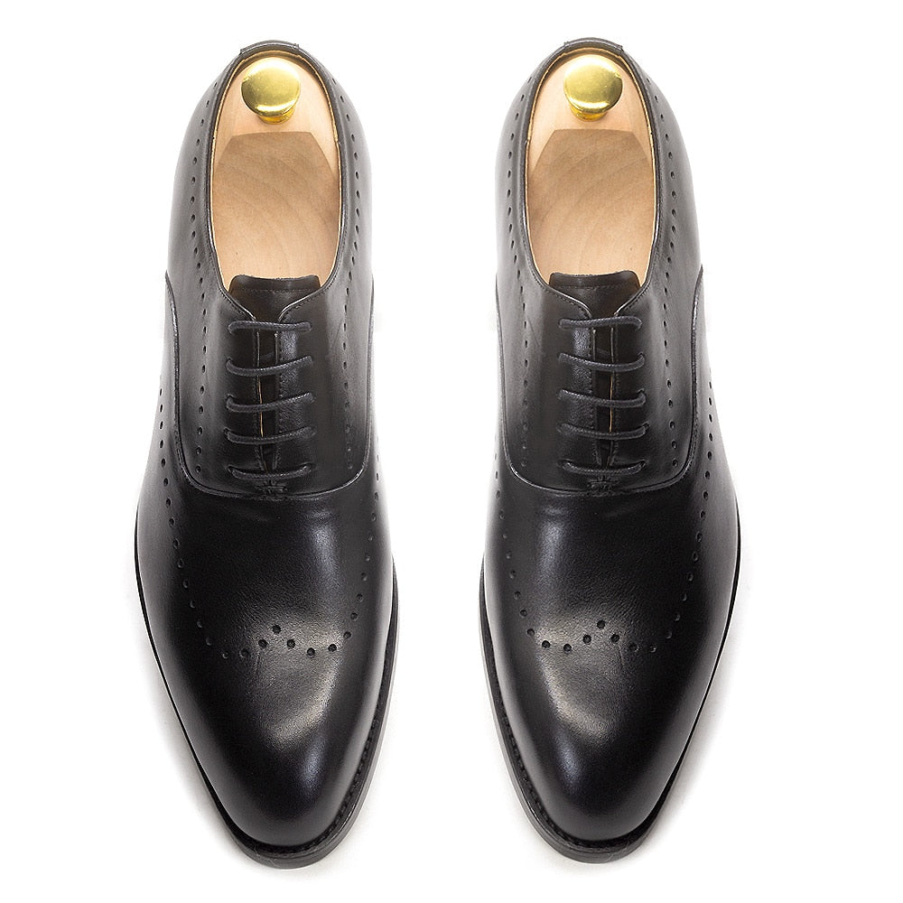 Italian Luxury Men&#39;s Dress Shoes Calf Genuine Leather Lace-Up Wingtip Black Oxford Farmal Business Office Classic Shoe for Men