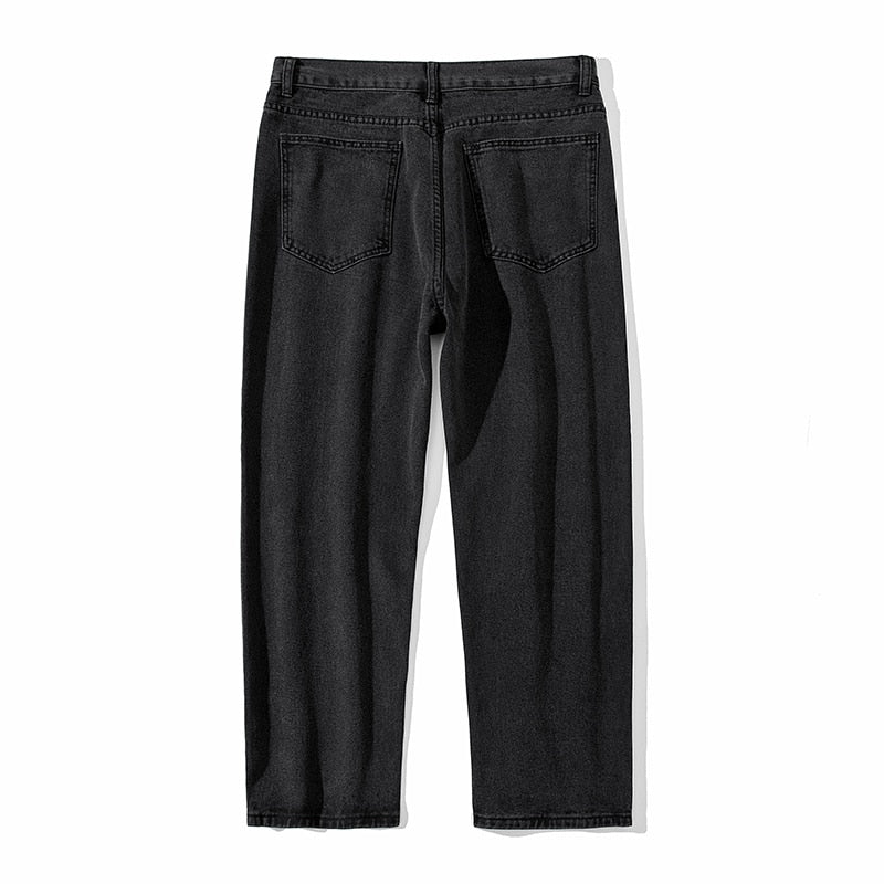 2022 Autumn New Men&#39;s Cotton Jeans South Korea Fashion Street Loose Straight Wide Leg Trousers Street Women Baggy Black Jeans