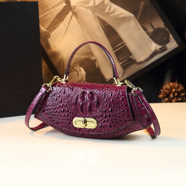 Luxury Fashion Genuine Leather Women Bag Crocodile Pattern 2022 Ladies Handbag Crossbody Bag Commuter Design Shoulder Saddle Bag