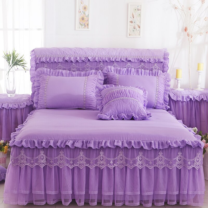 1 Piece Lace Bed Skirt +2pieces Pillowcases bedding set Princess Bedding Bedspreads sheet Bed For Girl bed Cover King/Queen size