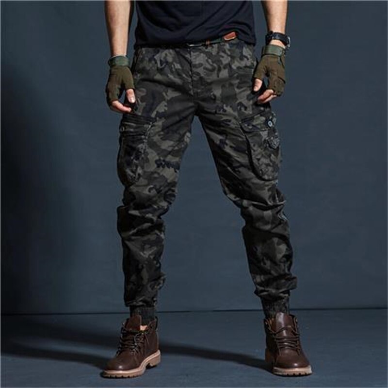 High Quality Khaki Casual Pants Men Military Tactical Joggers Camouflage Cargo Pants Multi-Pocket Fashions Black Army Trousers