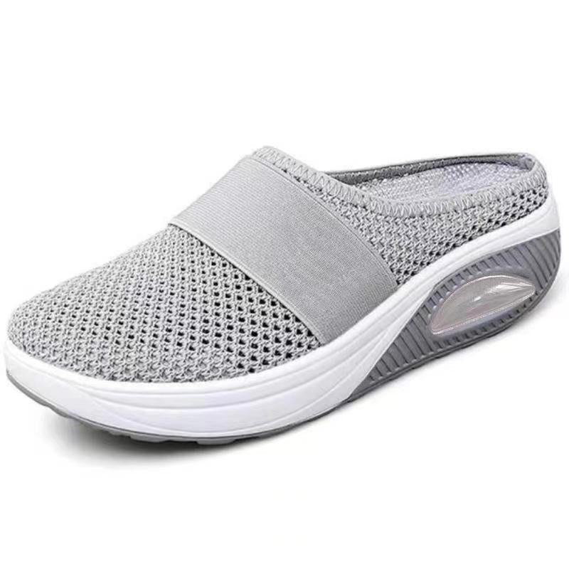 Womens Breathable Walking Slippers Lightweight Air Cushion Slip on Summer Sandals Women Flats Mesh Shoes Female Slides