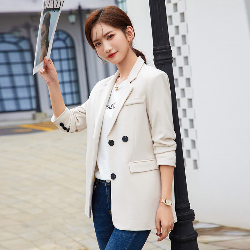 2022 New Women Elegant Loose Blazer Jackets Office Ladies Blazers Workwear Fashion Long Sleeve Coat Outwear Clothes Women Blazer