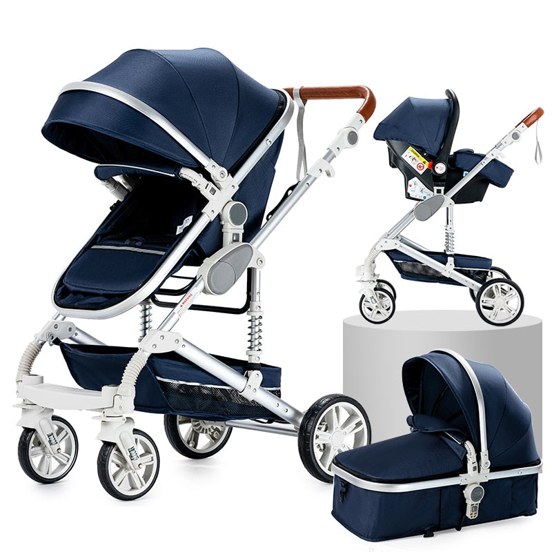 Baby Stroller 3 in 1 Portable Travel Baby Carriage Folding Prams Aluminum Frame High Landscape Car for Newborn Baby