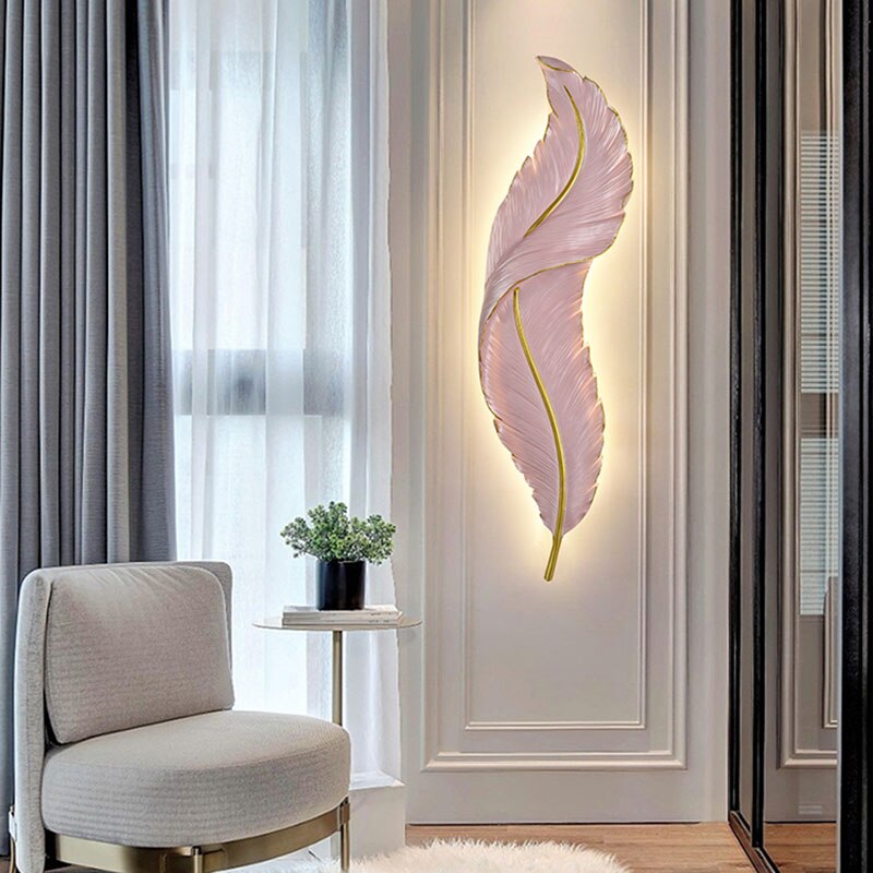 Modern Minimalist Living Room Tv Background Feather Wall Lamp Bedroom Bedside Decorative Nordic Luxury Indoor Lighting For Home