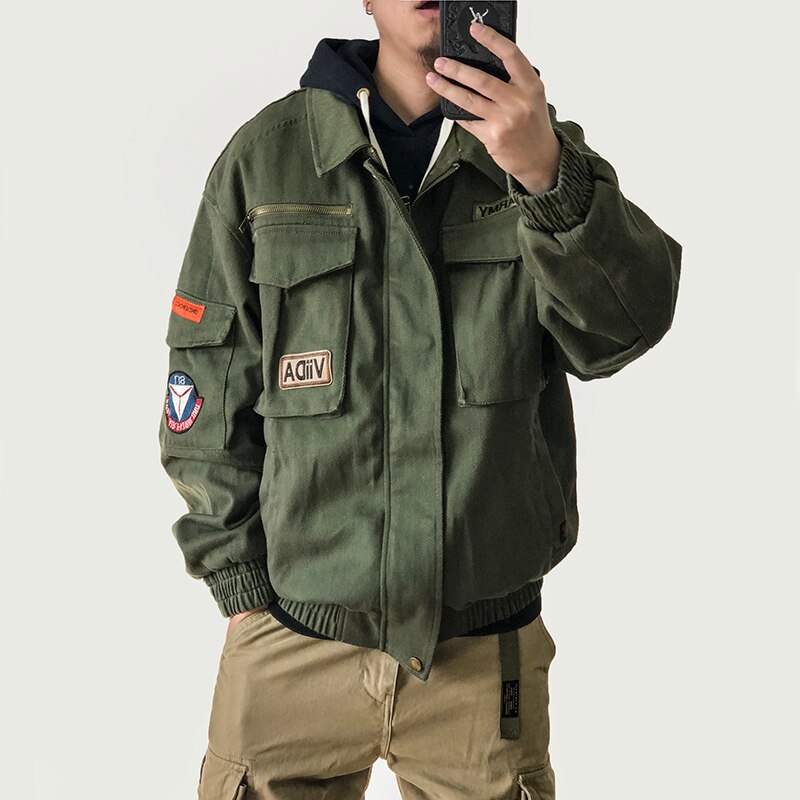 American Vintage Military Tactical Jacket Spring Fall Streetwear High Quality Coat Harajuku Army Green Casual Tops Men Clothing