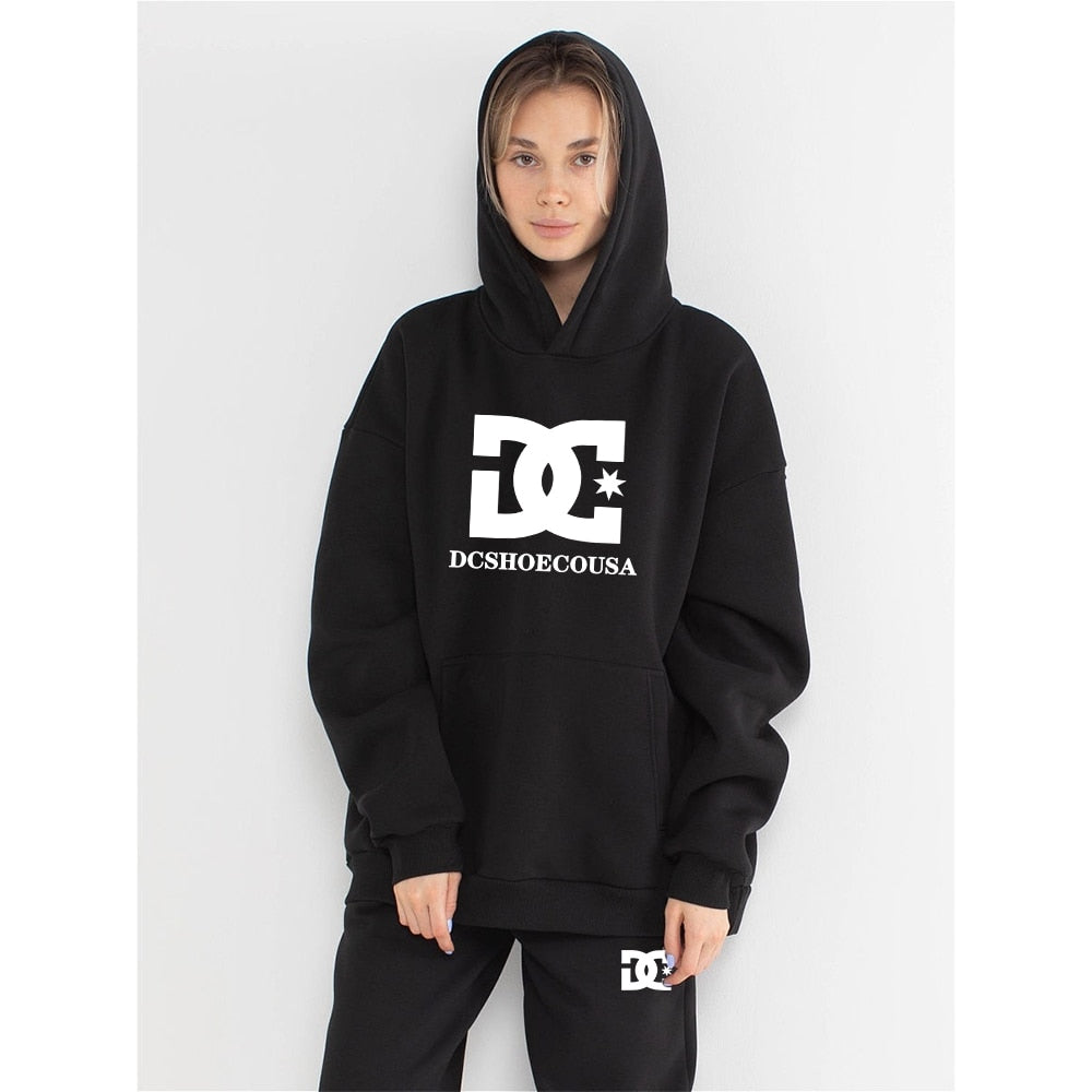 Women Men Letter Printed Tracksuits  Fleece Hoodies and Pants Set Pullover Hoody Sweatshirt Sport Basketball Brand Clothing