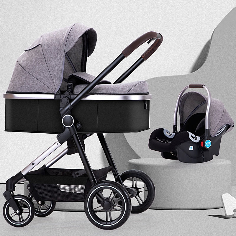 Luxury Multifunctional Baby Stroller 3 in 1 High Landscape Baby Pram Adjustable Baby Bassinet Infant Carseat Free Shipping