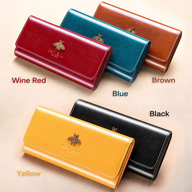 Luxury Design Woman Genuine Leather Wallet RFID Blocking Multi Function Card Holder Organizer Large Capacity Ladies Clutch P