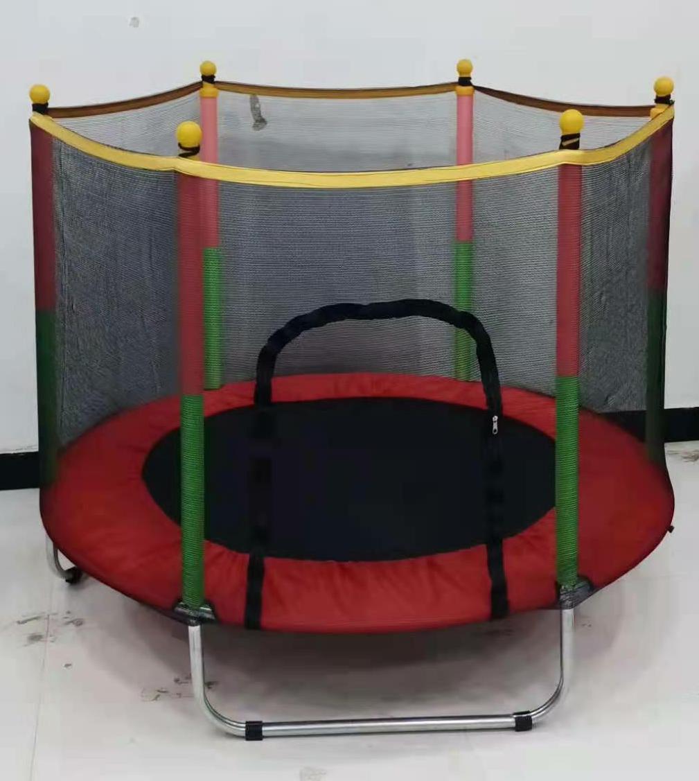 CHILDREN&#39;S TRAMPOLINE FOR KIDS, WITH PROTECTIVE NET, DOOR WITH ZIPPER, 140 CM, FREE SHIPPING
