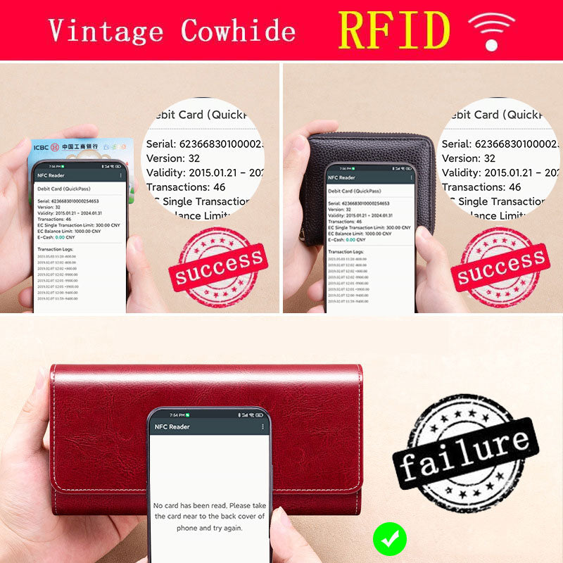 Luxury Design Woman Genuine Leather Wallet RFID Blocking Multi Function Card Holder Organizer Large Capacity Ladies Clutch P