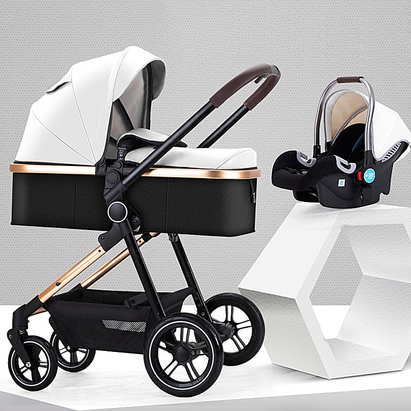 Luxury Multifunctional Baby Stroller 3 in 1 High Landscape Baby Pram Adjustable Baby Bassinet Infant Carseat Free Shipping