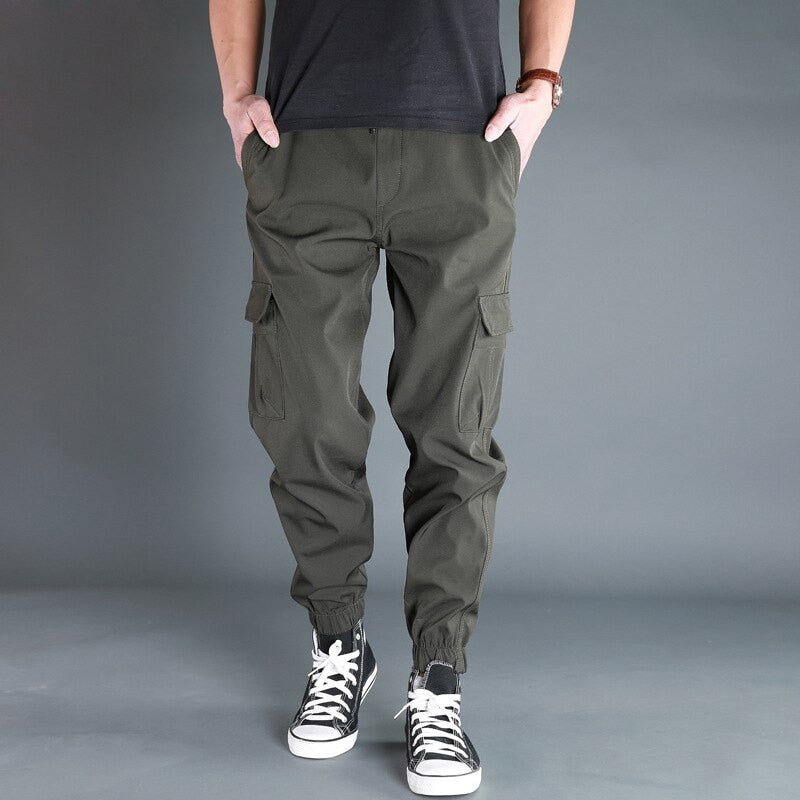 Winter Men Pants Thick Fleece Joggers Multi Pocket Loose Sport Trousers Male Casual Warm Sweatpants Cargo Pants M-6XL