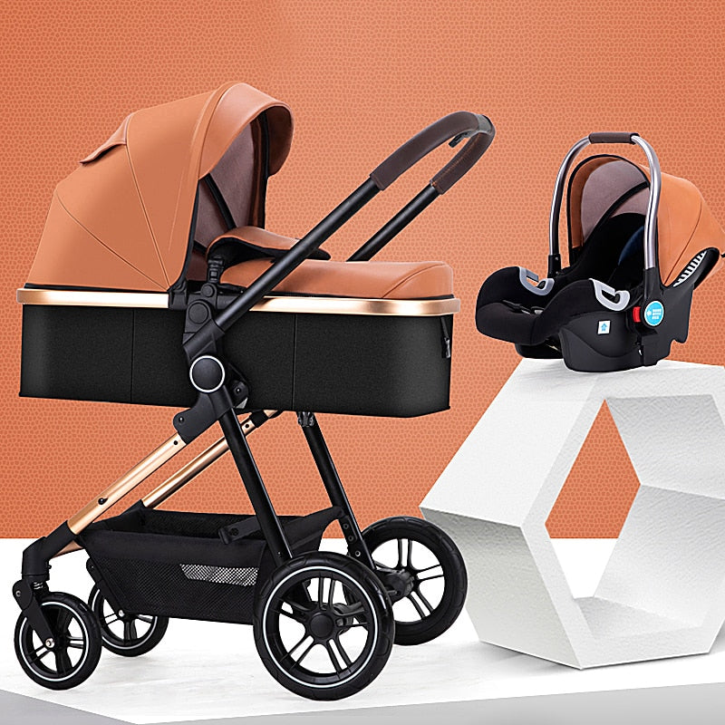 Luxury Multifunctional Baby Stroller 3 in 1 High Landscape Baby Pram Adjustable Baby Bassinet Infant Carseat Free Shipping