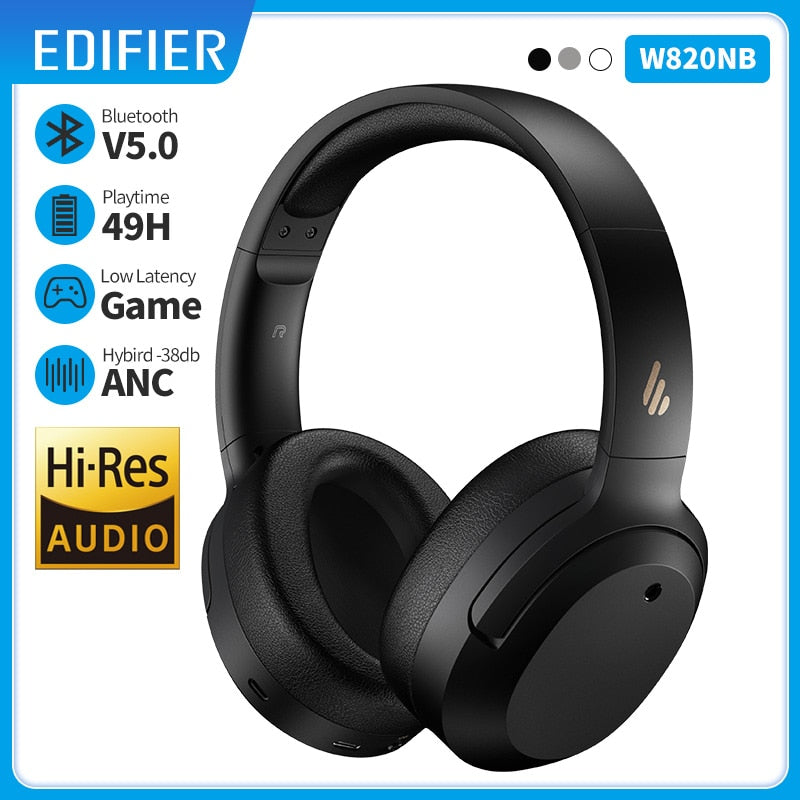 EDIFIER W820NB ANC Wireless Headphones Bluetooth Headsets Hi-Res Audio Bluetooth 5.0 40mm Driver Type-C Fast Charge Hybrid ANC